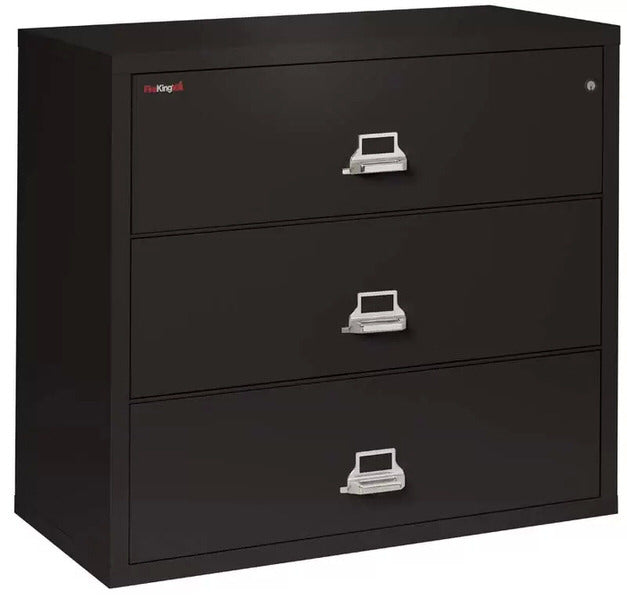 FireKing 3-4422-C Three Drawer Lateral Fireproof File Cabinet Black