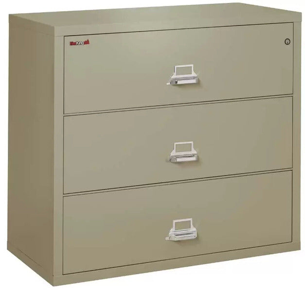 FireKing 3-4422-C Three Drawer Lateral Fireproof File Cabinet Pewter