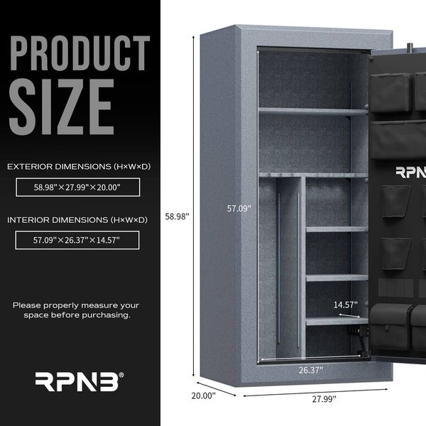 RPNB RPFS30 G Large Fireproof Gun Safe Size