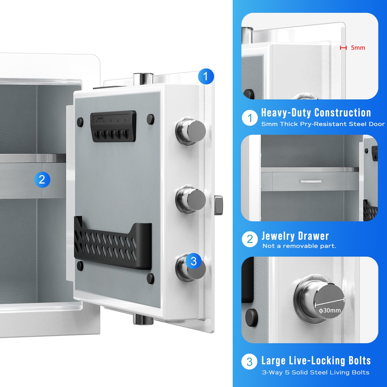 RPNB RPHS45W White Luxury Biometric Home Safe