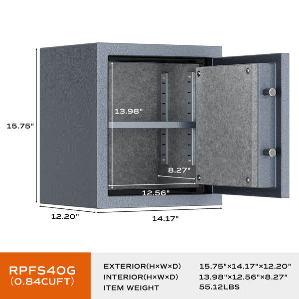 rpnb rpfs40g fireproof safe product size