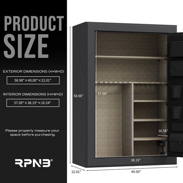 rpnb rpfs45 b fireproof gun safe product size