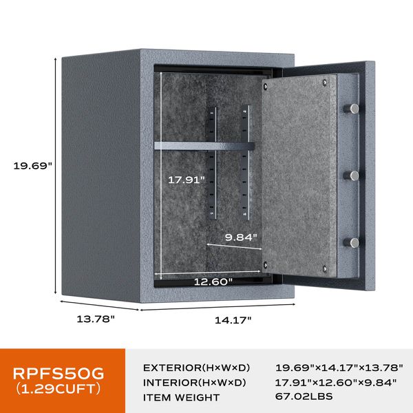 rpnb rpfs50g high capacity fireproof safe product size