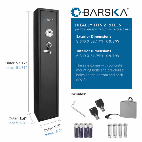 Barska AX11652 Tall Biometric Rifle Safe dimensions
