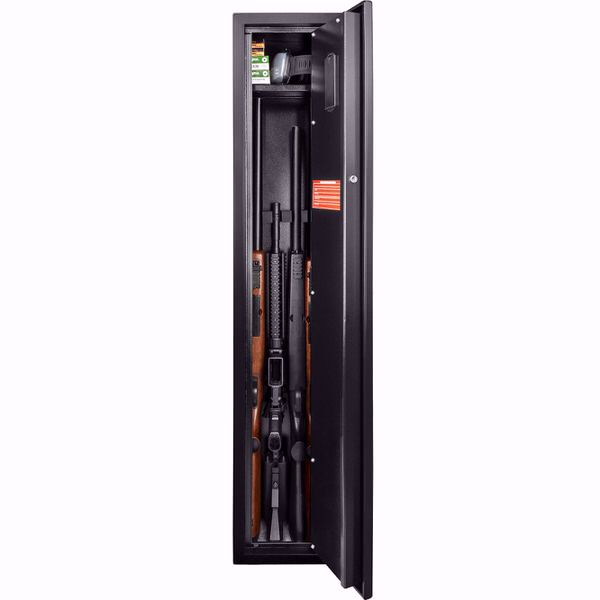 Barska AX11652 Tall Biometric Rifle Safe open rifles inside