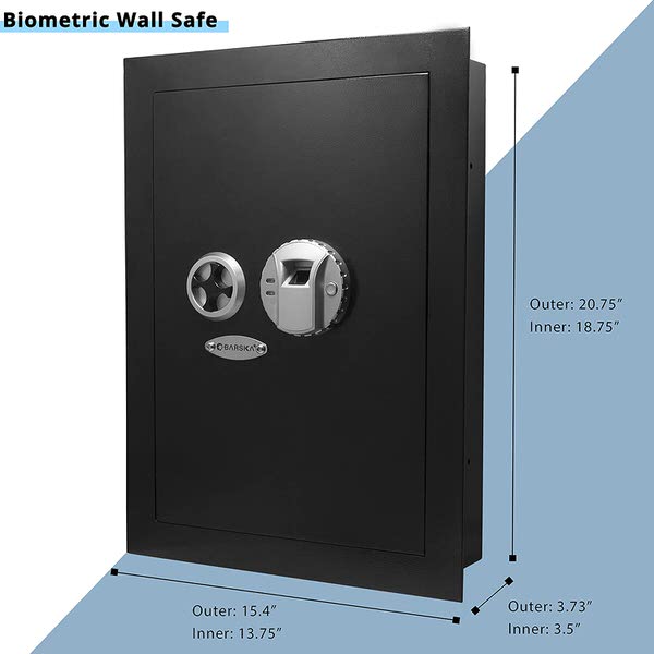 Barska AX12038 Biometric Wall Safe dimensions