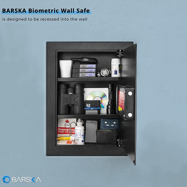 Barska AX12038 Biometric Wall Safe displayed