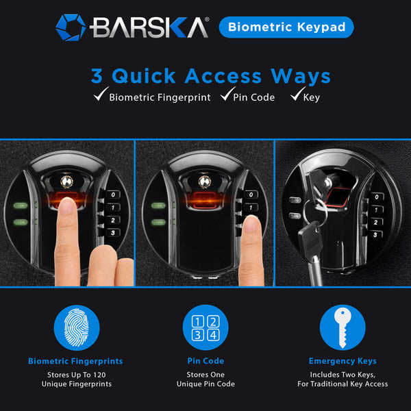 Barska AX12476 Biometric Keypad Security Safe access ways information