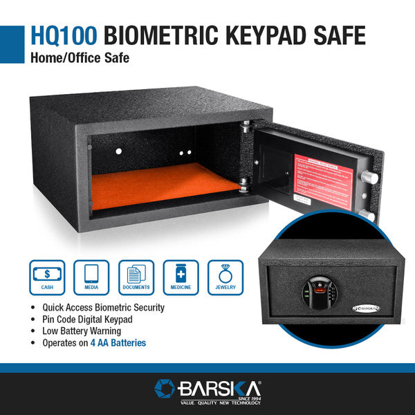 Barska AX12476 Biometric Keypad Security Safe features