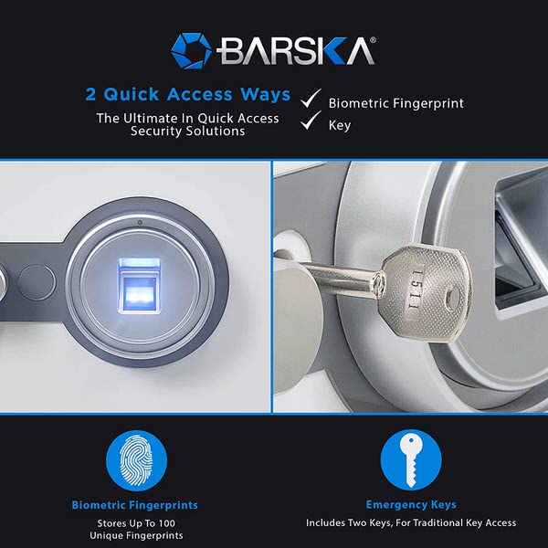 Barska AX13496 Biometric Fireproof Safe White access ways