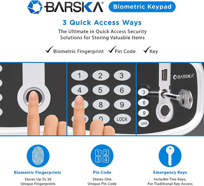 Barska AX13632 Digital Keypad Fingerprint Safe access ways