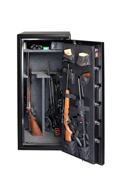Gardall-BGF6024-Fire-Lined-Gun-Safe-Open-Stocked-Open-Guns-Inside