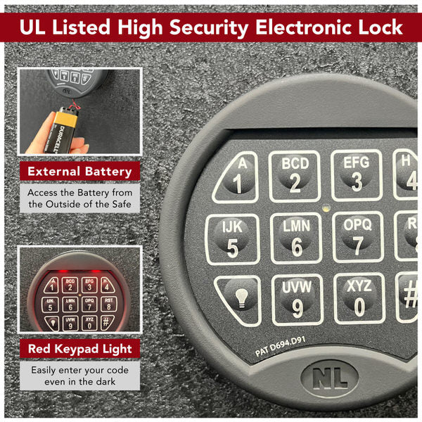 Stealth UL50 Fireproof Gun Safe lock features