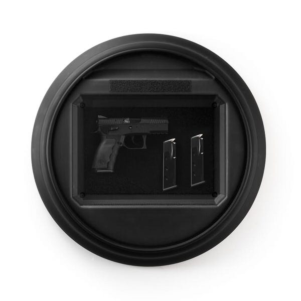 Tactical Walls Clock open with handgun inside